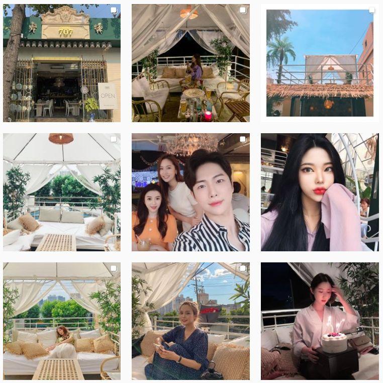 首爾Hotel 707咖啡廳，室內佈置華麗且帶有公主風，柔軟的沙發和溫馨的燈光營造舒適氛圍。