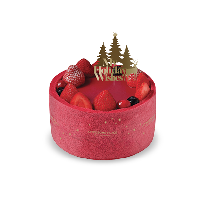 A Twosome Place推出的节日特别草莓蛋糕，装饰有节日祝福标识。