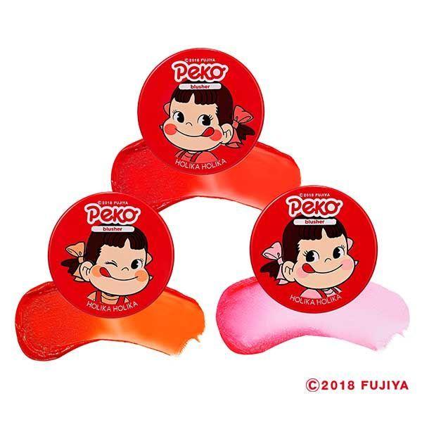 Rubor Melty Jelly de PEKO en tonos vivos, distinguido por las icónicas mejillas redondas de PEKO (HOLIKA HOLIKA Edition Limitée PEKO）.