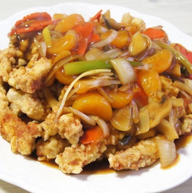 タンスユク、甘酸っぱい韓国風中華の揚げ肉料理、タンスユクの盛り付け例