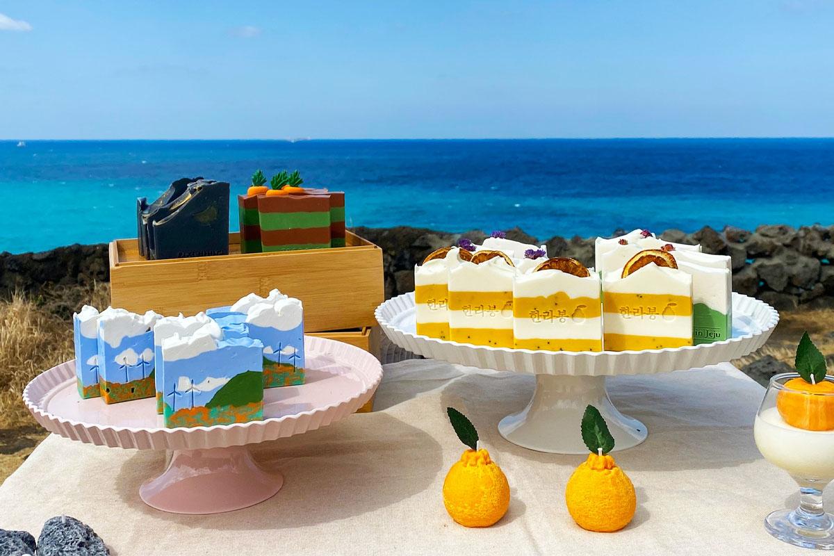 Jeju soaps on display.