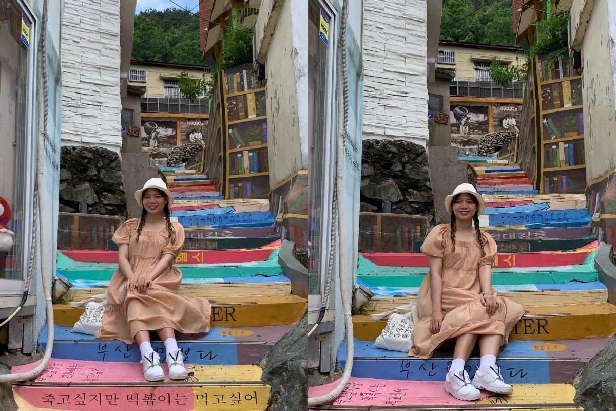 cầu thang cầu vồng ở Làng văn hoá Gamcheon Busan