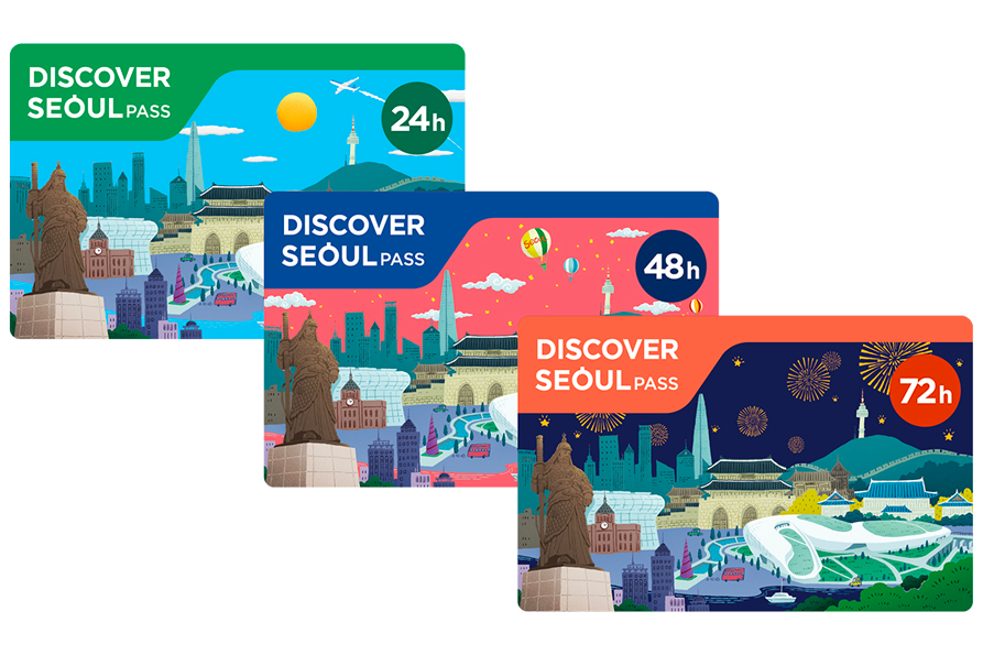 使用首爾轉轉卡享受免費入場景點，展示包括首爾古宮殿和樂天世界在內的旅遊景點列表介紹。
