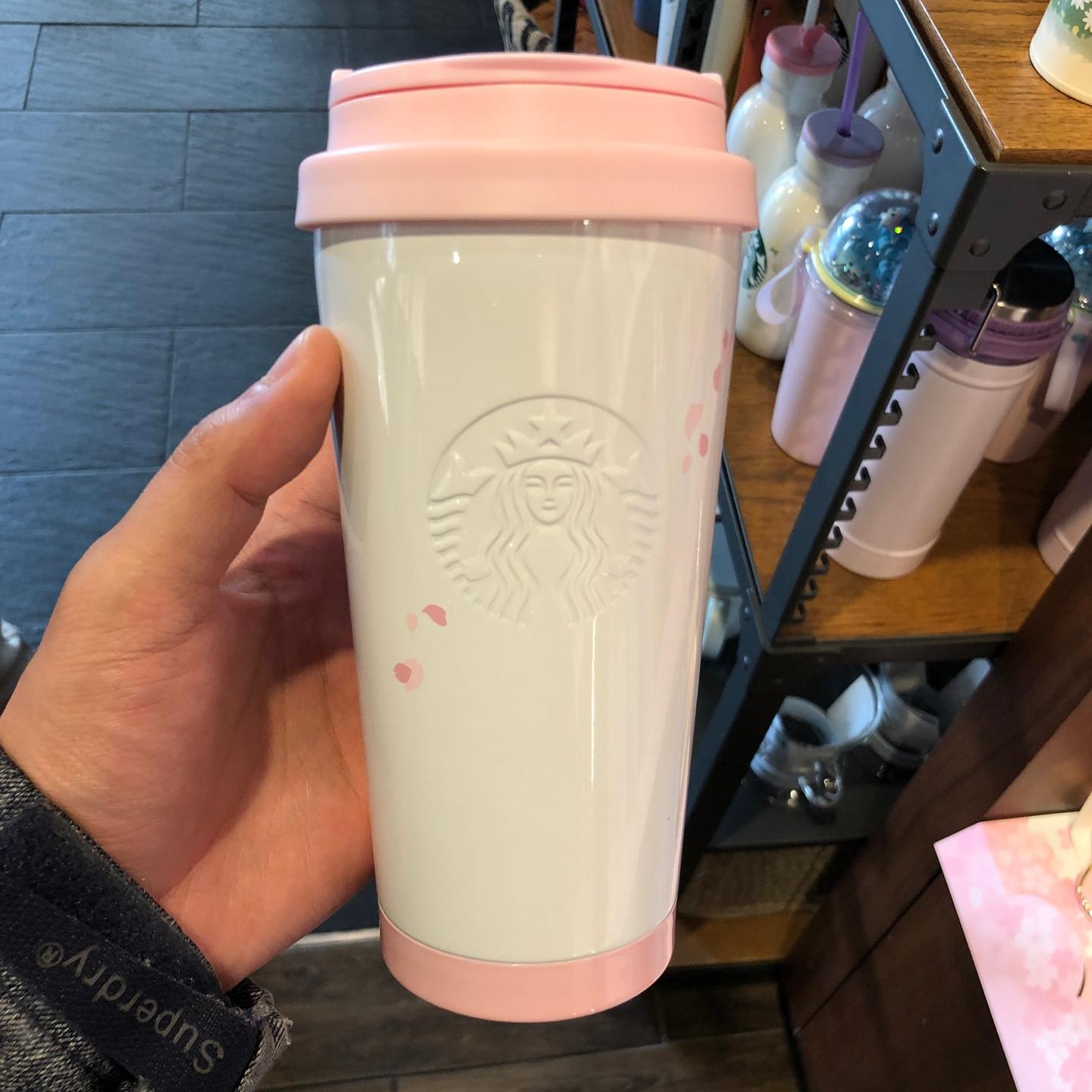 韓國星巴克櫻花保温杯，淡雅櫻花花瓣造型