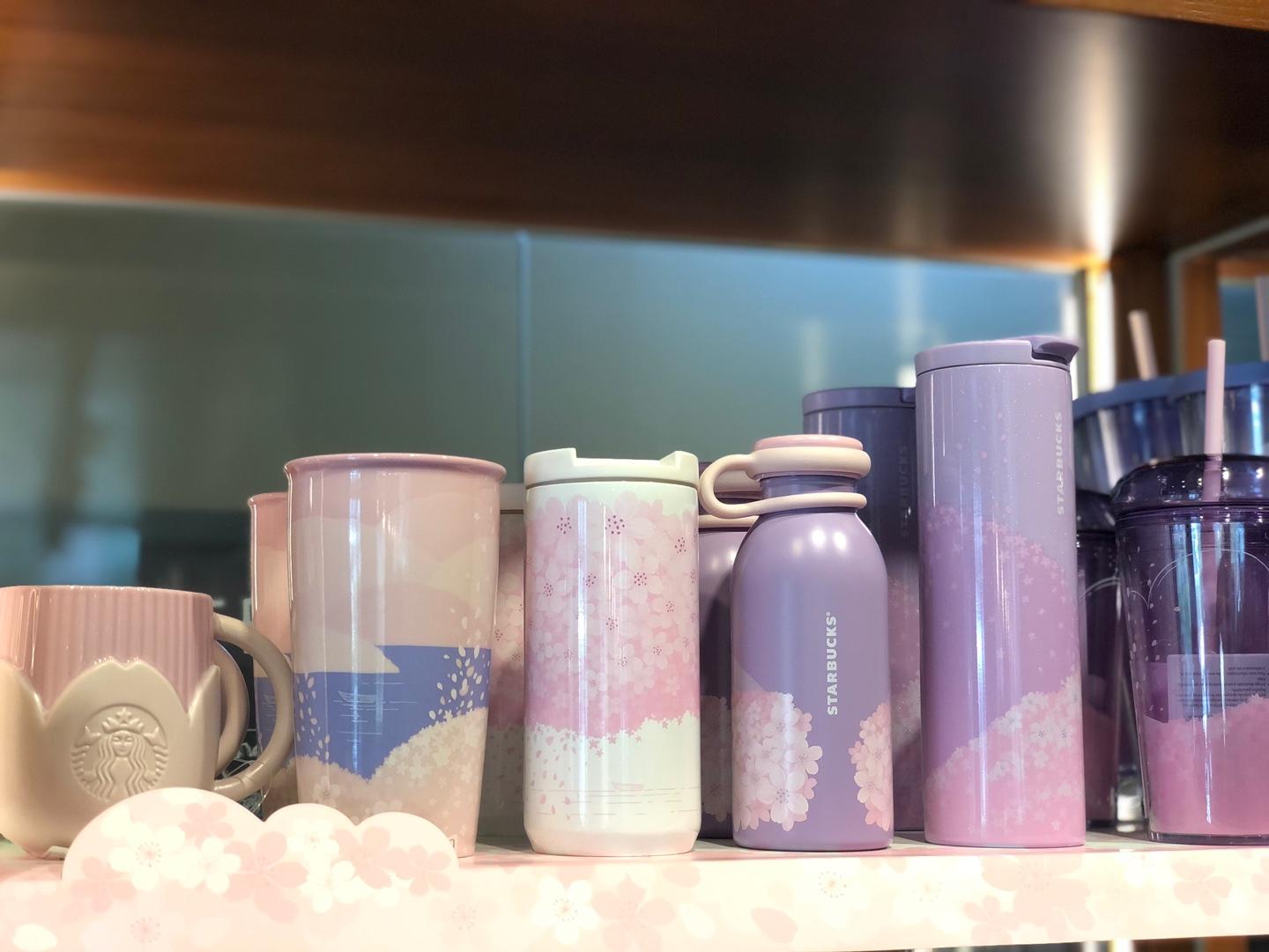 韓國星巴克櫻花季粉色和淡紫色系列杯具