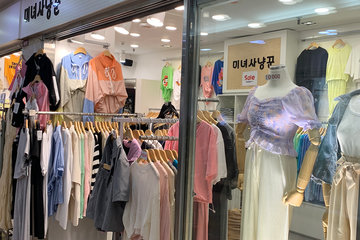 Korean clothes on display at Seomyeon underground shopping center.