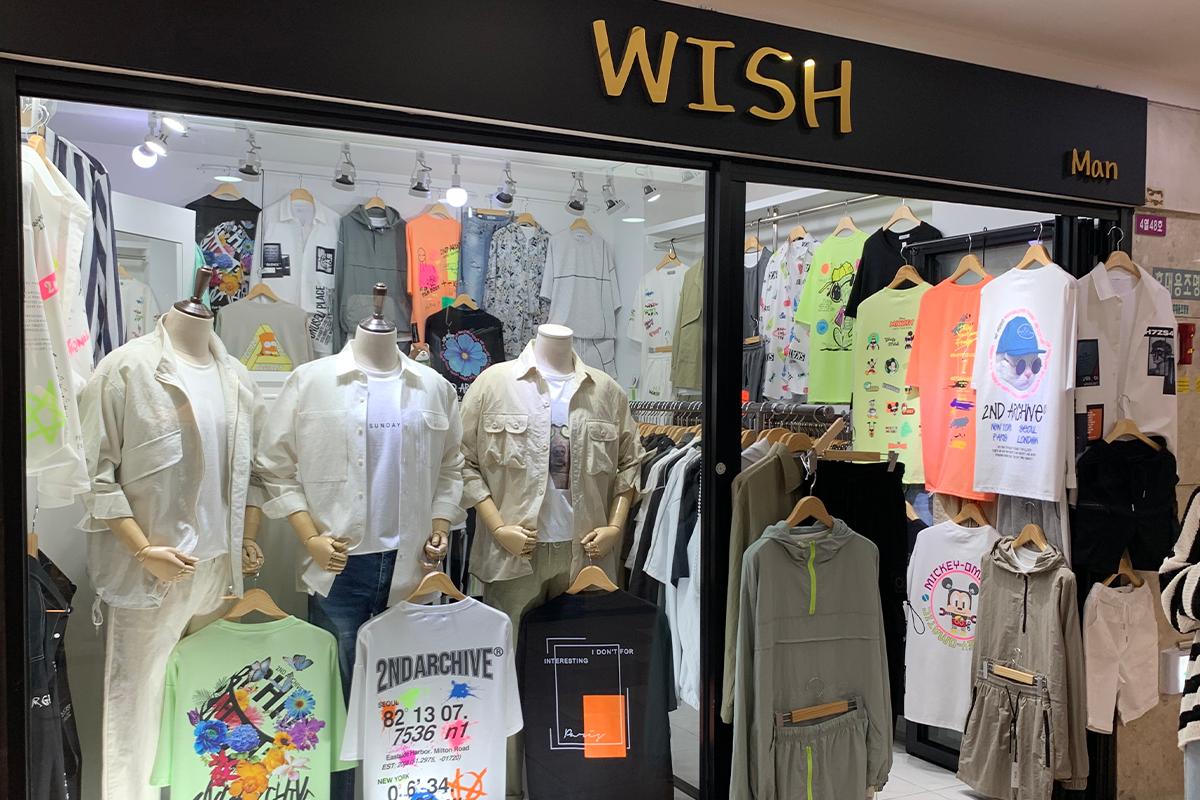 WISH Korean store for men at Seomyeon underground shopping center.