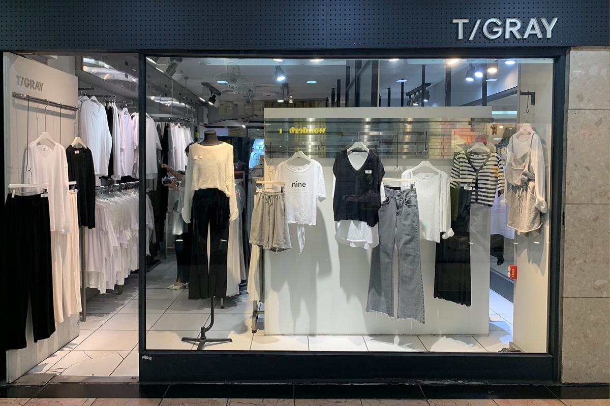 T/GRAY Korean store at Seomyeon underground shopping center.