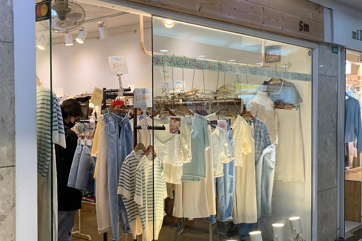 clothes on display at Seomyeon underground shopping center.