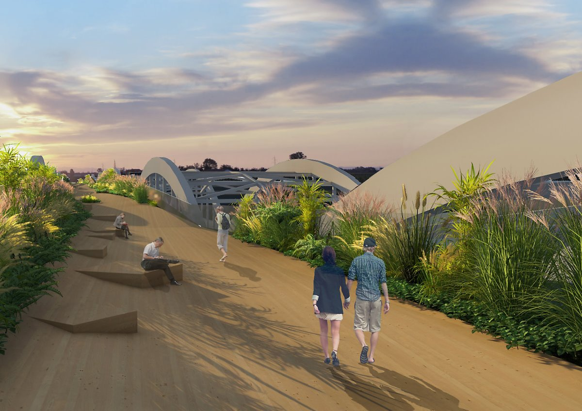 하늘 가득 구름과 한강인도교의 새로운 상상이미지 대만어: 滿是雲彩的天空與新韓江人道橋概念圖