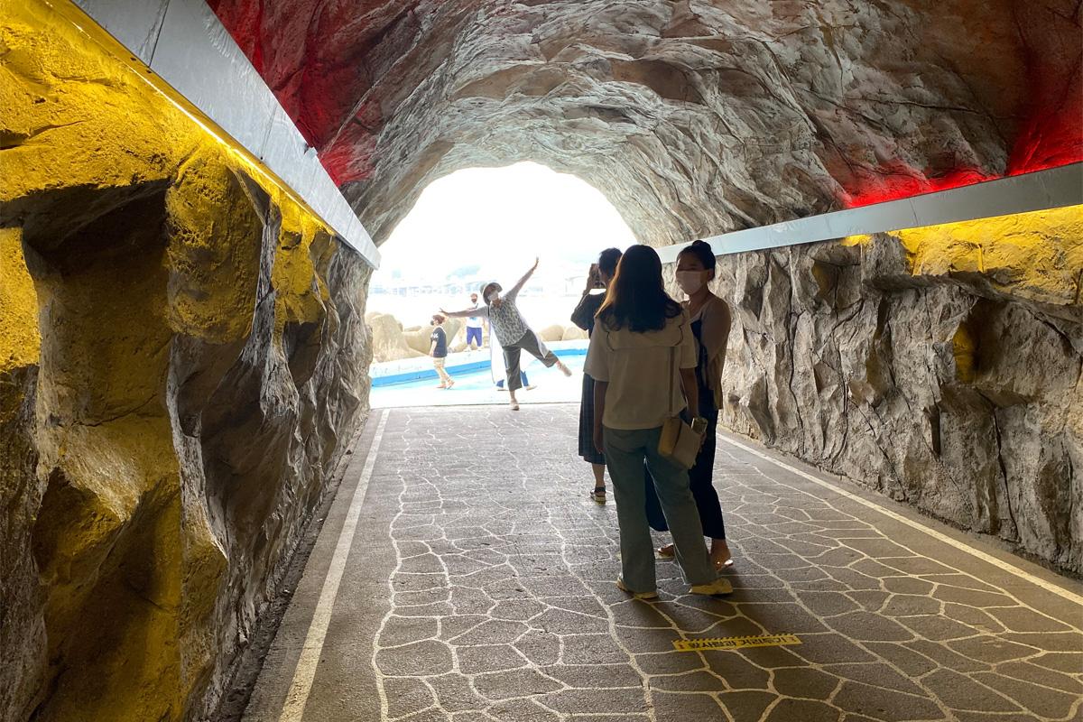 Inside the Huinnyeoul Coastal Tunnel, looking out