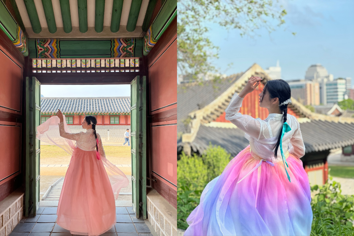 Гёнбококонгийн ордон шахах хаалганаар ханбог өмссөн.