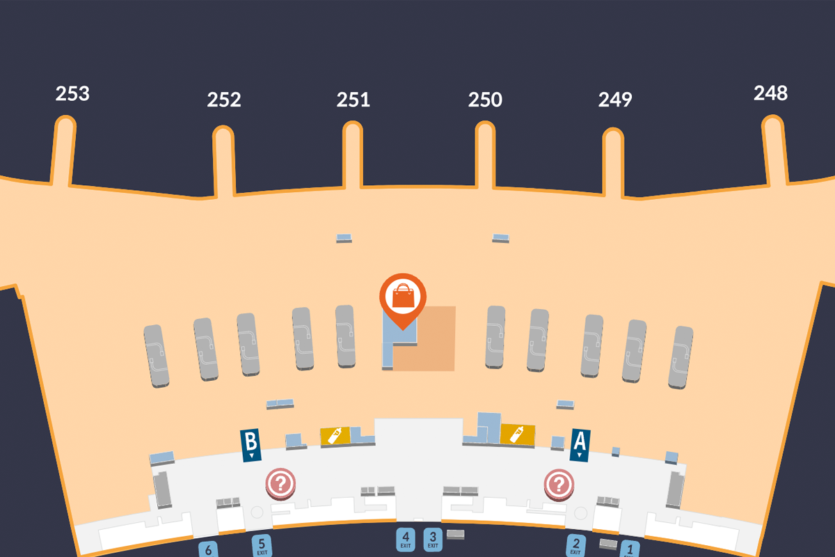 仁川機場第2航廈入境區地圖，顯示中間的行李提領區