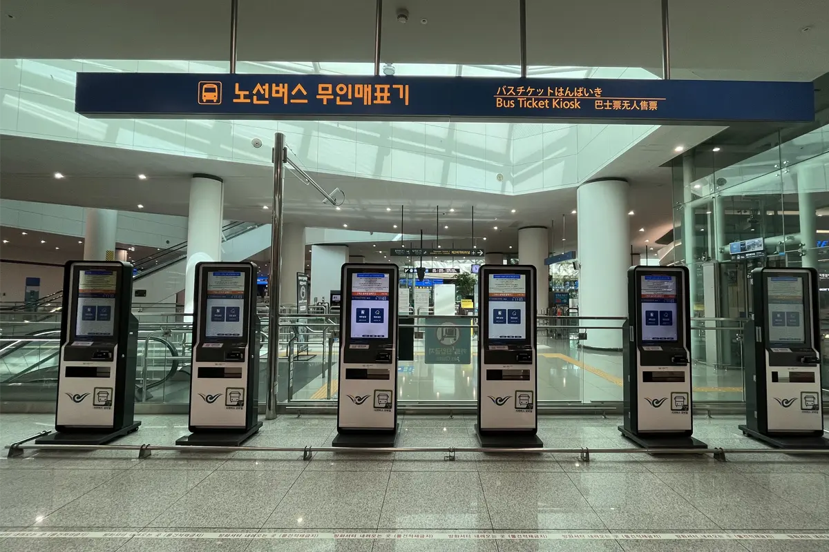 Airport limousine bus ticket kiosk at Incheon Airport Terminal 2
