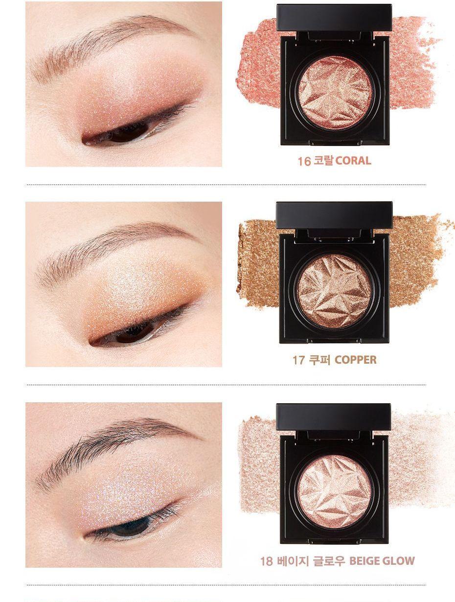 Clio Prism Air Shadow眼影實用效果圖，顯示出色彩的服貼和亮澤。