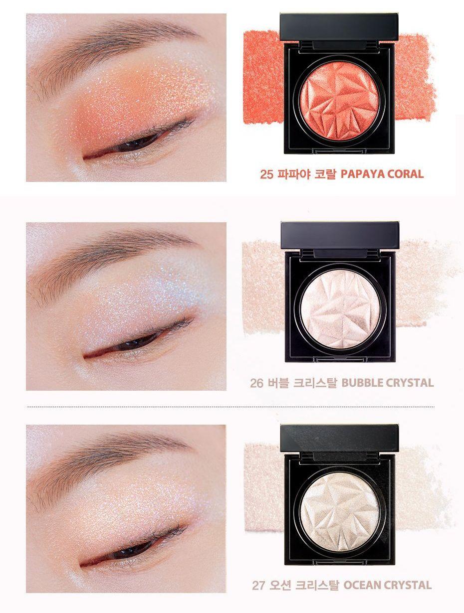 Clio Prism Air Shadow多色展示，包括SHINY BROWN、PEACH CORAL、MANDARIN CORAL等色系。