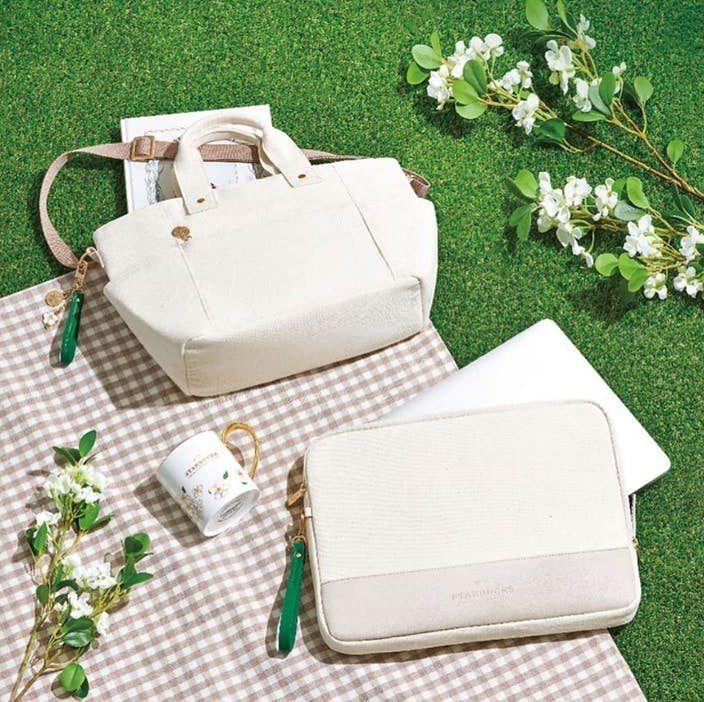 Canvas bag and notebook cover part of the limited items available at Starbucks Korea's first store.