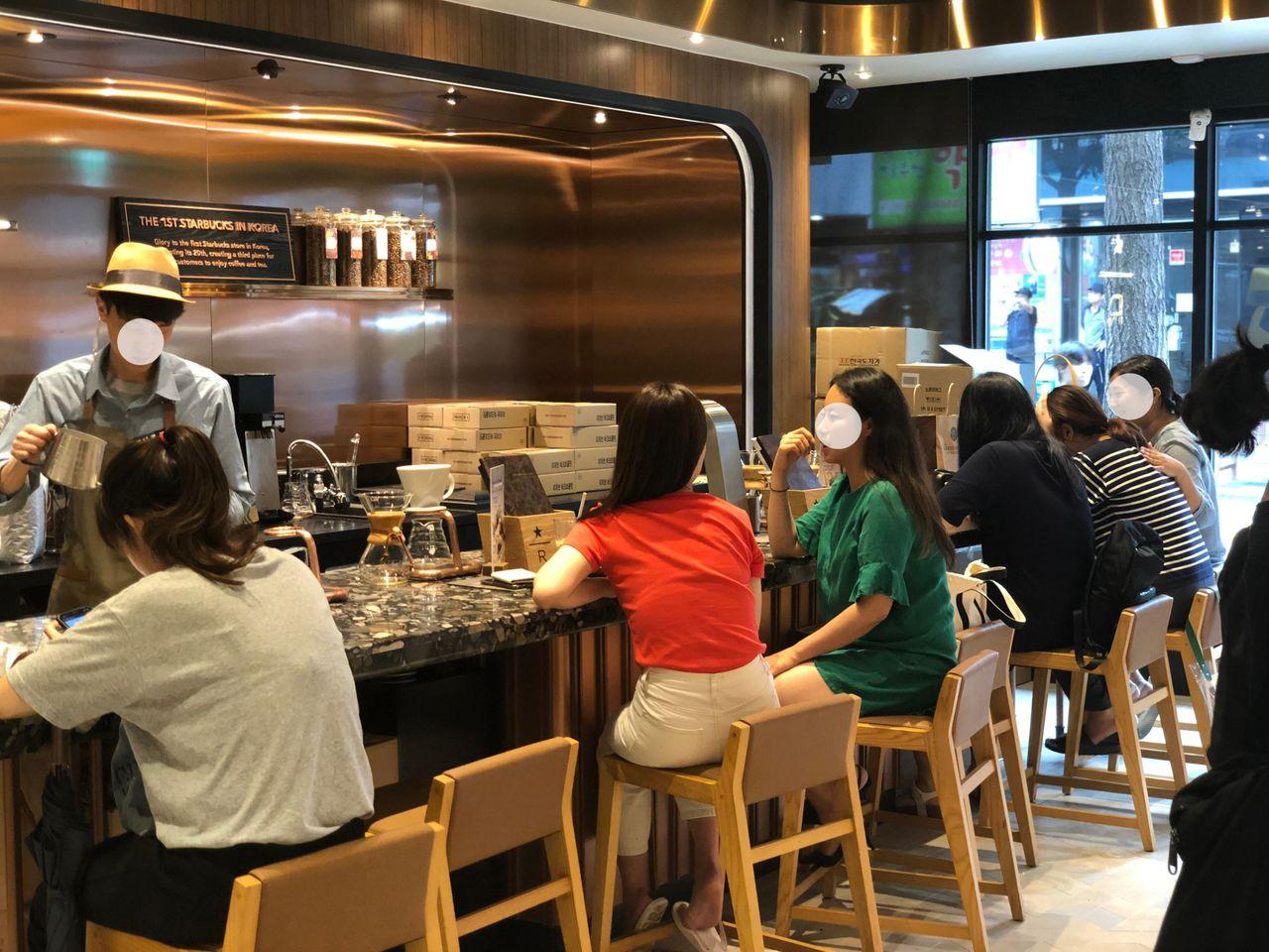 Starbucks reserve menu offering coffee and ice cream combinations at Korea’s first store.