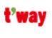 T'way Air logo, displaying a red and green color scheme with the text 't'way,' embodying an innovative and fresh brand persona.