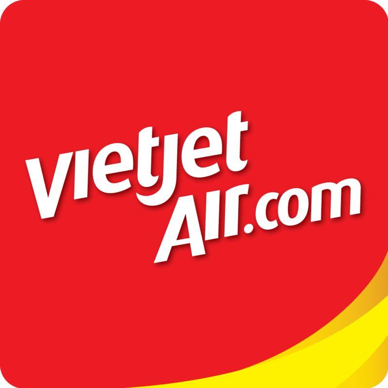 VietJet Air logo, featuring bold red and white colors with the text 'VietJetAir.com,' reflecting its vibrant and energetic brand identity.