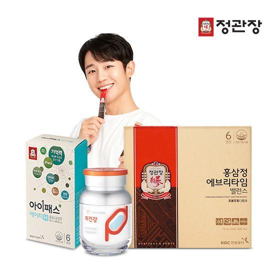 Prodotti Jeong Gwan Jang esposti, inclusi integratori e bevande