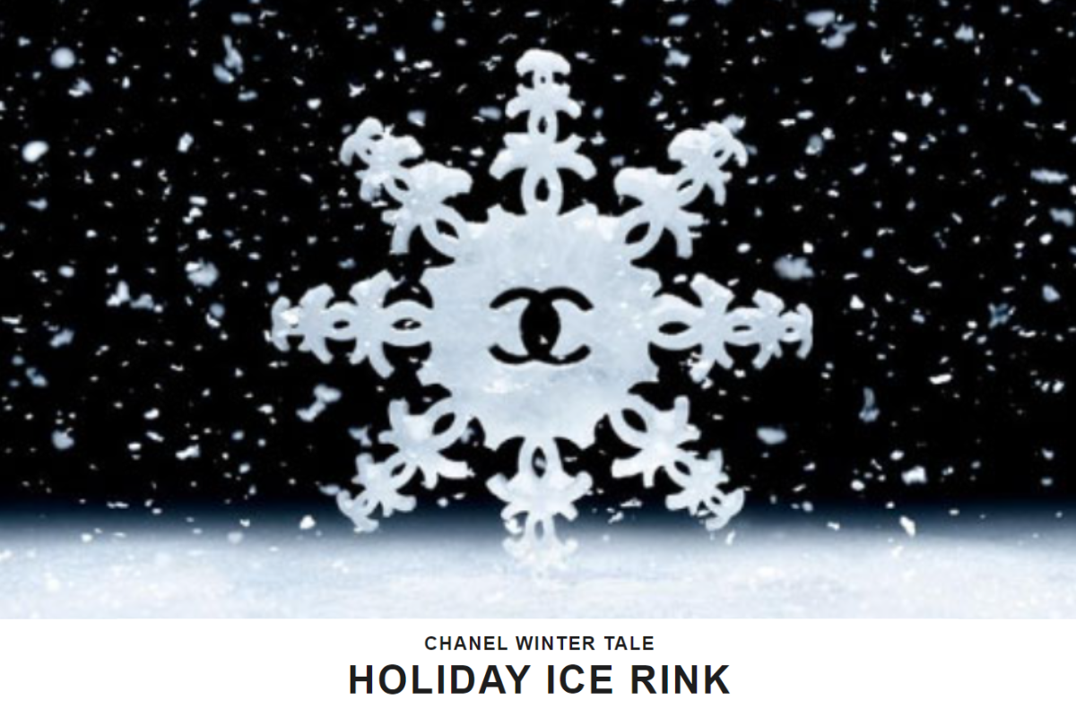 Афиша ледового катка Chanel во время рождественского сезона