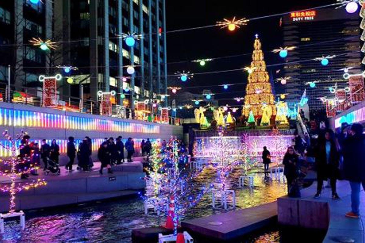 韓国、韓国旅行、韓国観光、クリスマス、ツリー、清渓川、南山ソウルタワー、明洞、新村