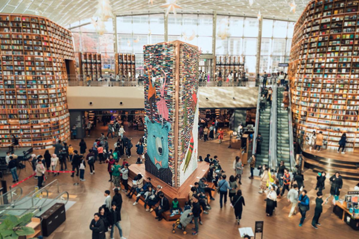 korea, christmas lights, coex starfield library christmas tree