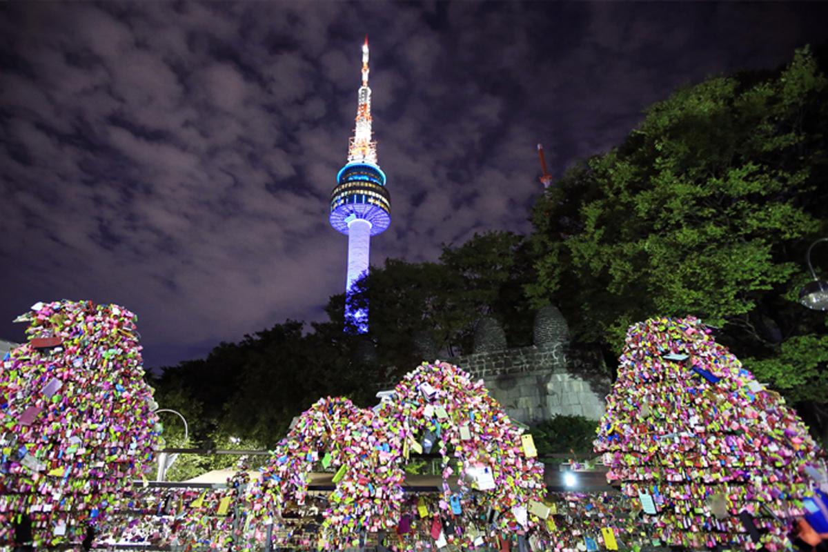 korea, christmas lights, namsan seoul tower