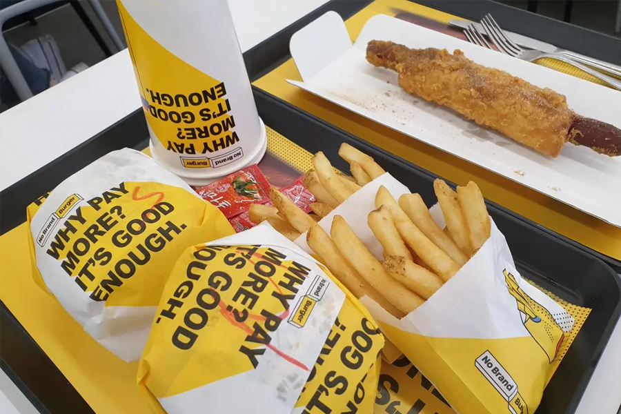 노브랜드 버거의 두 개의 조식 세트 및 다양한 포장 메뉴 사진