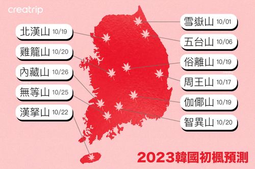 2023 韓國楓葉預測 首爾楓葉 內藏山 北漢山楓葉 初楓 楓樹 時節2023
