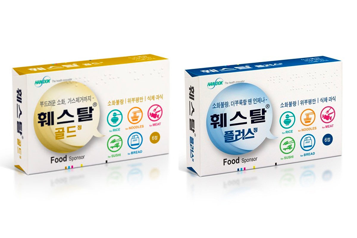 Hwaeseutal Gold/Plus의 제품 상자 이미지훼스탈 골드 플러스의 디자인 및 제품 설명 요약