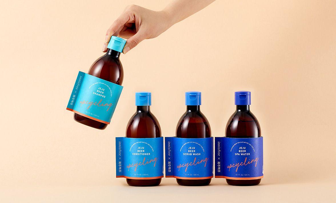 innisfree 濟州啤酒洗潤用品系列, 啤酒瓶造型的創新設計，結合韓國在地特色。