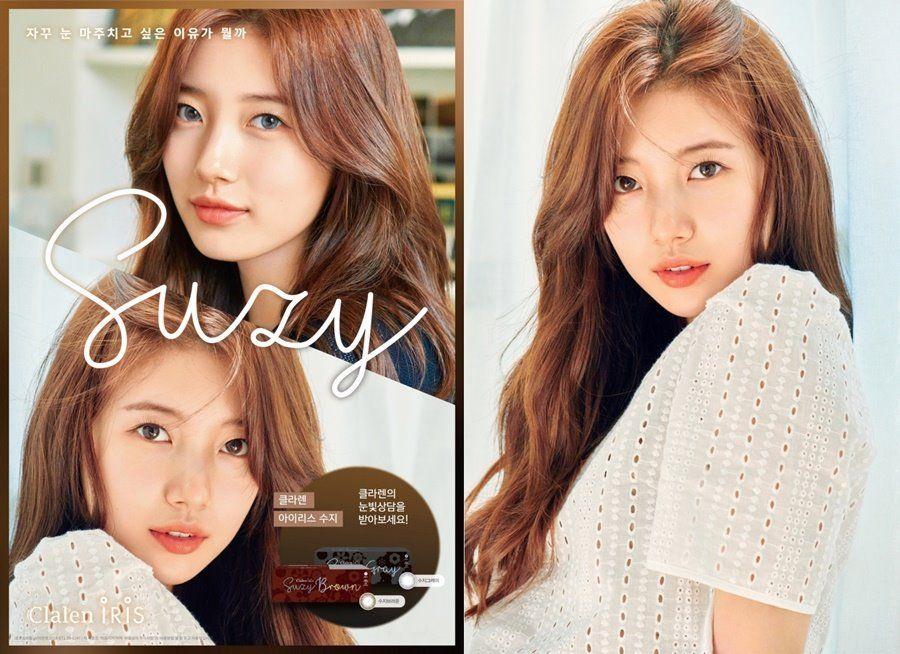 clalen 隱形眼鏡品牌展示，該品牌由 Suzy 代言，推出 suzy brown 款式。