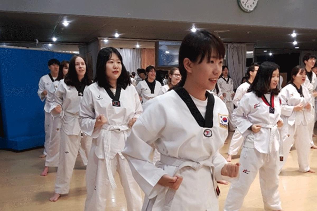 Taekwondo class at SKKU