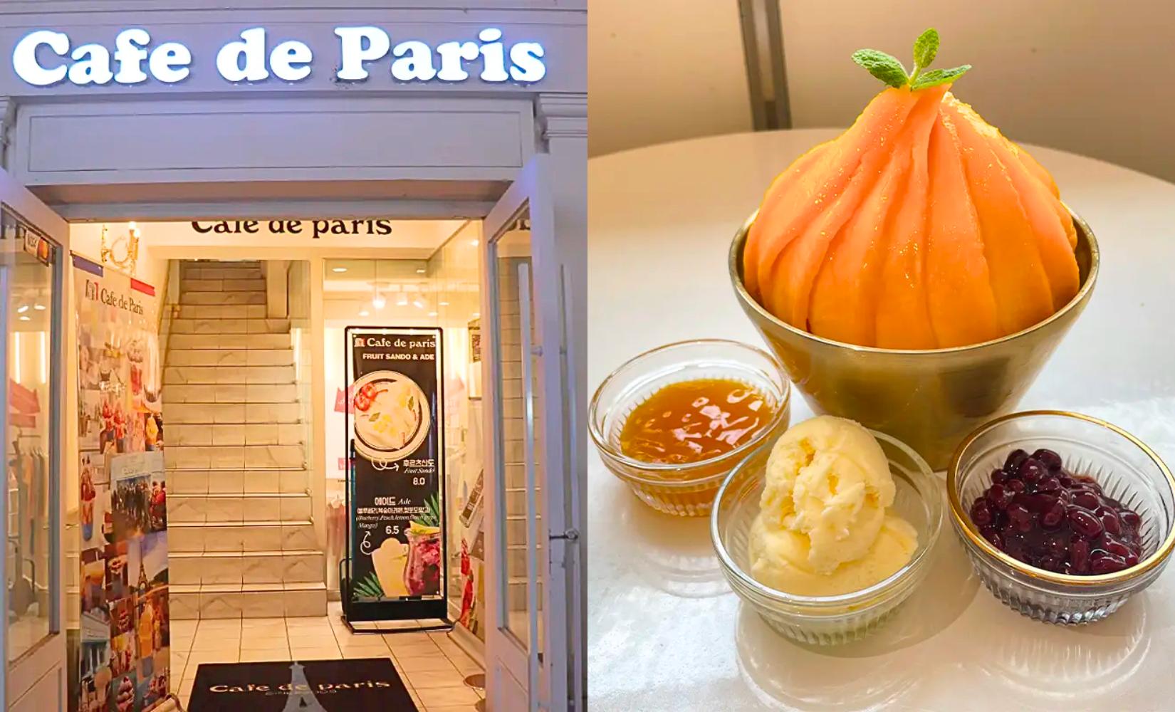 Cafe de Paris: Quán cafe chuyên món bingsu trái cây tươi ngon ở Myeongdong 