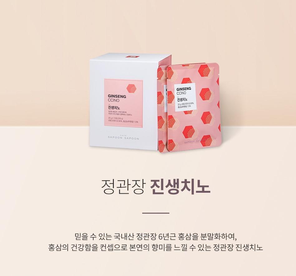 正官庄红参拿铁产品包装展示，附带商品介绍说明。