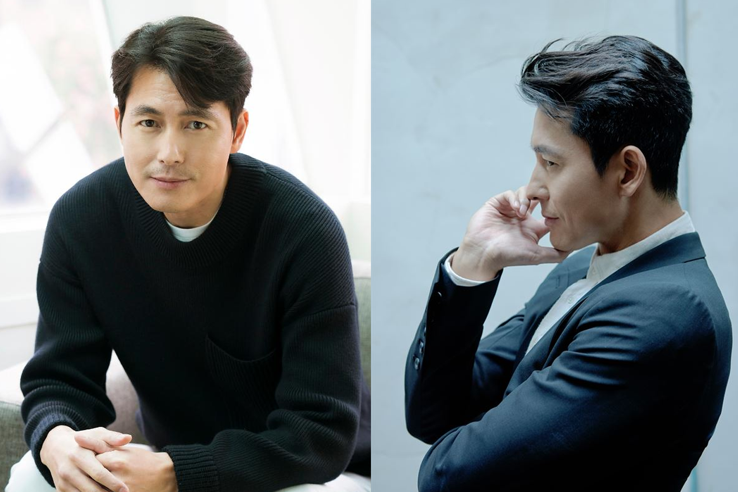 鄭雨盛穿著白襯衫和綠色毛衣，拍攝於桌子前的照片。