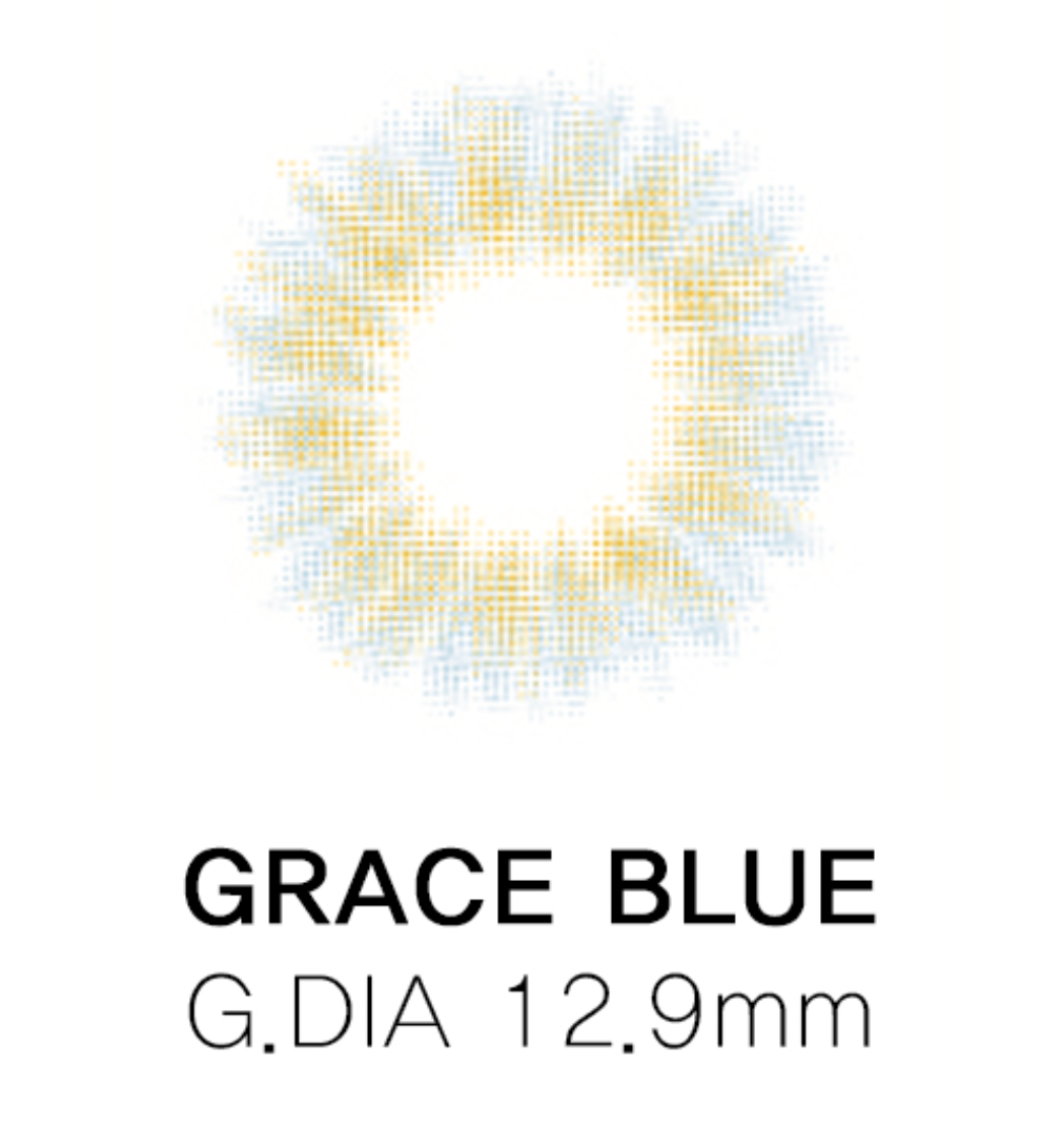 แบบคอนแทคเลนส์ Grace Blue แสดงรายละเอียด G.DIA 12.9mm