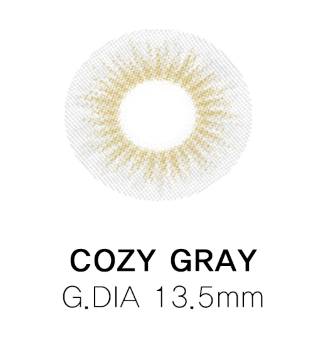 แบบคอนแทคเลนส์ Cozy Gray แสดงรายละเอียด G.DIA 13.5mm