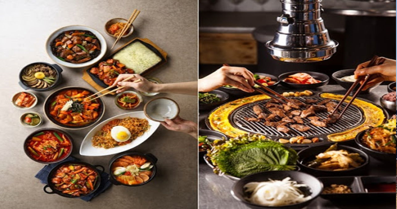 精緻的韓國美食展示，包括多款地道的菜餚和特色韓國燒烤，令每位食客齒頰留香。位於韓國的一家高級餐館。