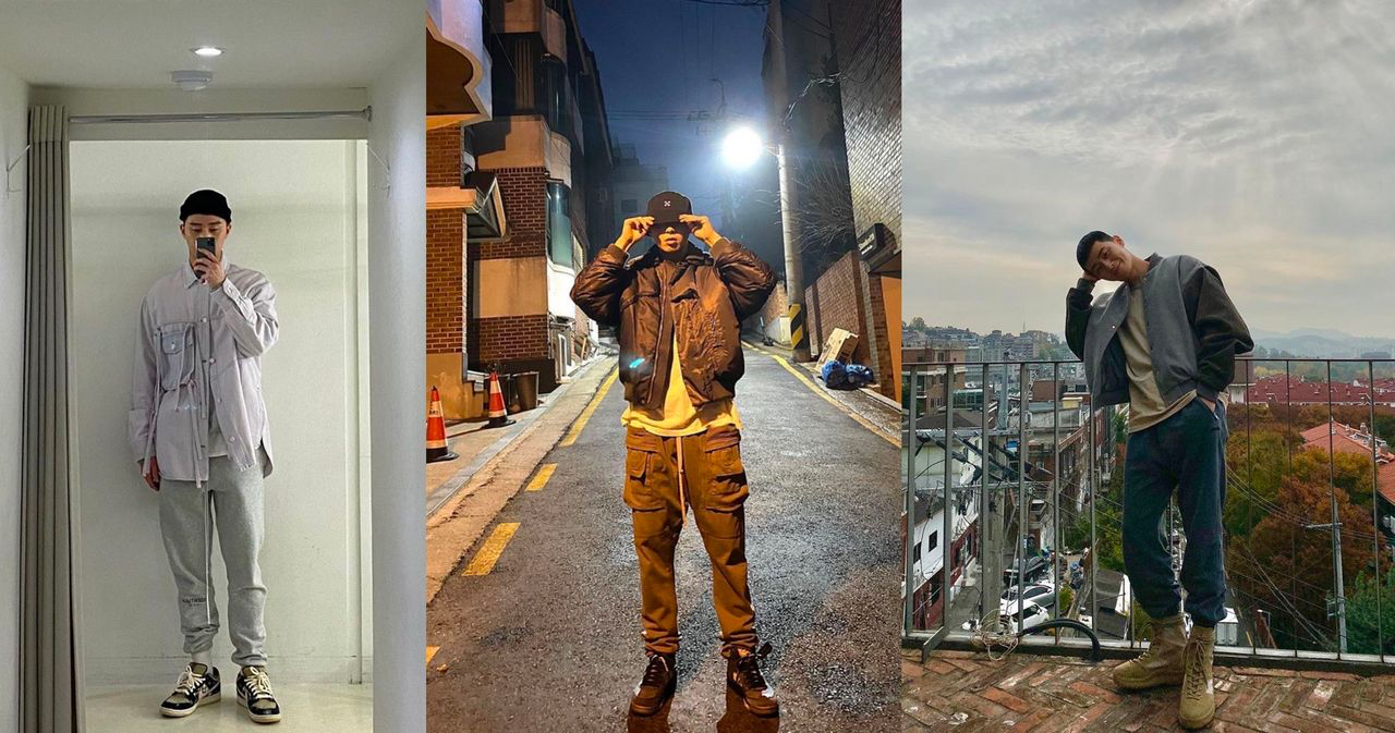 ตัวอย่างไอเดียการแต่งตัวสตรีทแฟชั่น สวมเสื้อลำลองสีพื้นกับกางเกงและรองเท้าผ้าใบ สไตล์ริมถนน