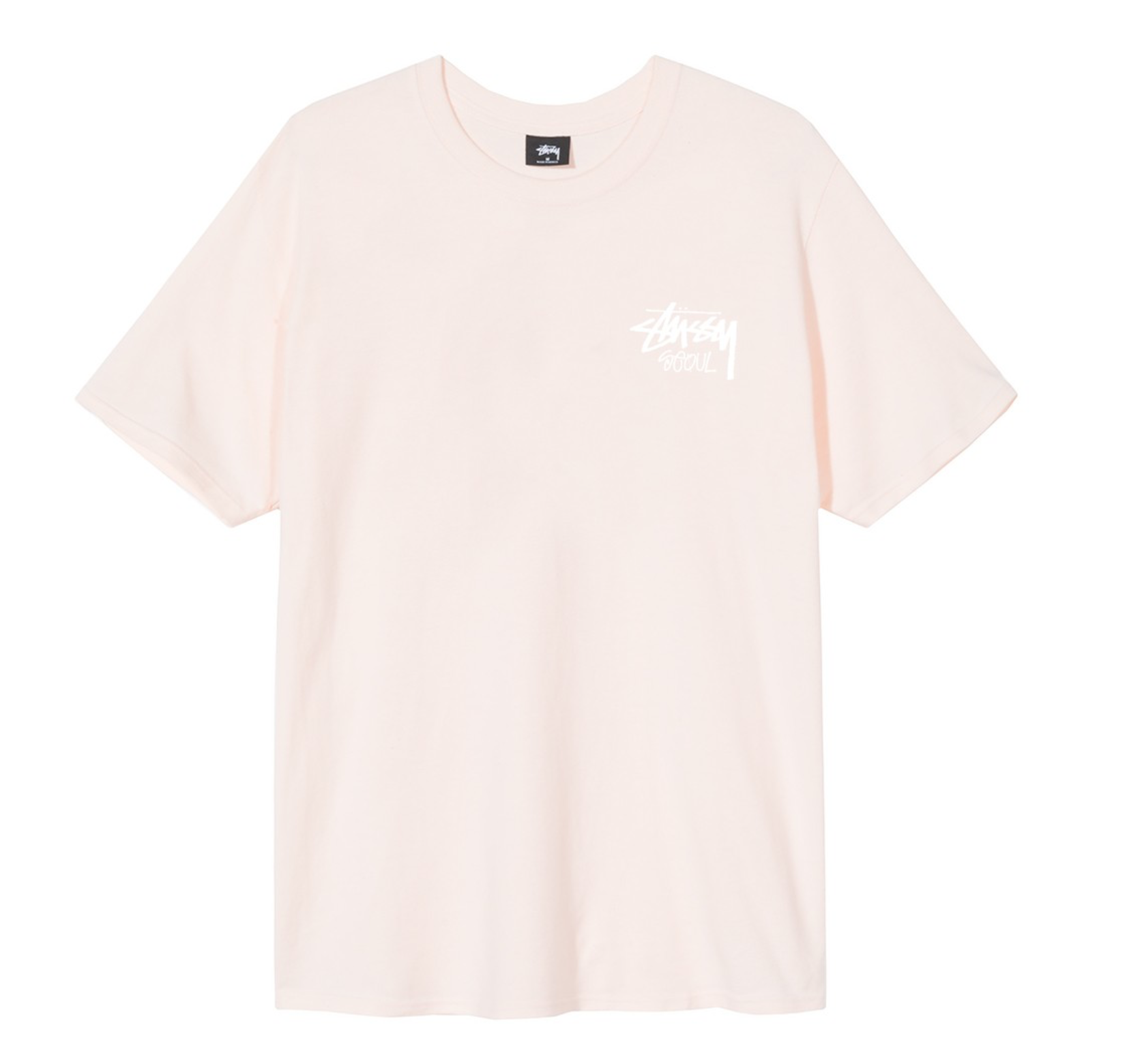 เสื้อยืด Stussy รุ่นลิมิเตดสีชมพูเอกลักษณ์จากเกาหลีพร้อมโลโก้ Stussy Seoul ที่หน้าอกด้านซ้าย