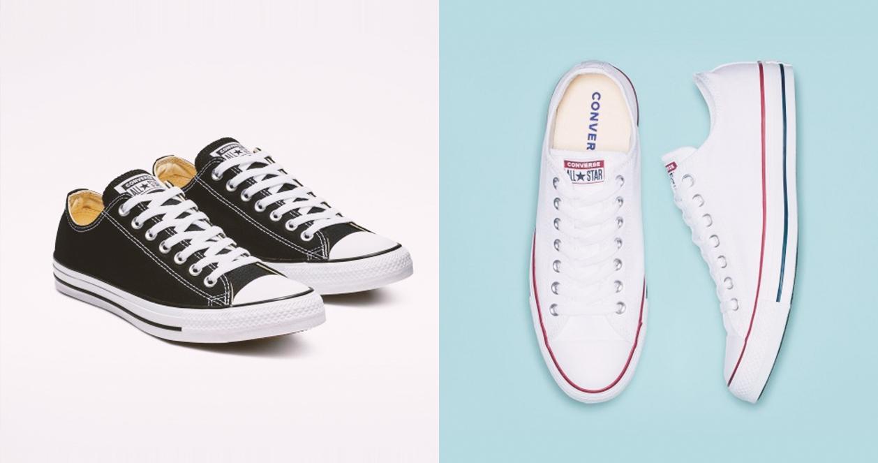 Giày Converse Chuck Taylor All Star Classic màu đen và trắng, lựa chọn phổ biến cho các cặp đôi trẻ Hàn Quốc.