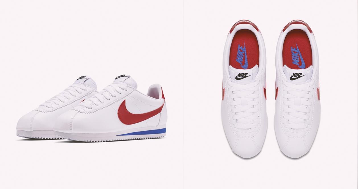 Giày Nike Cortez màu trắng với logo đỏ đặc trưng, phụ kiện thời trang không thể thiếu của giới trẻ.