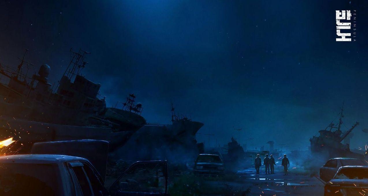 夜晚的汽車與廢棄的船隻，寂寥的氣氛暗示後末日的感覺