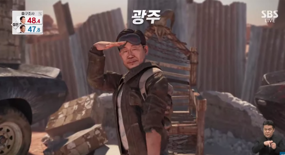 SBS在2022年利用《瘋狂麥斯》風格動畫呈現選舉結果，結合音樂增添氛圍。