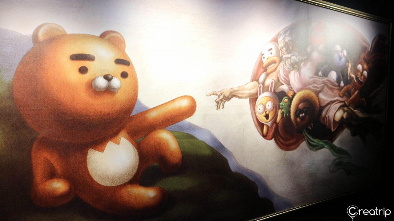 Reimagined artistic works inspired by famous paintings, featuring Kakao Friends.