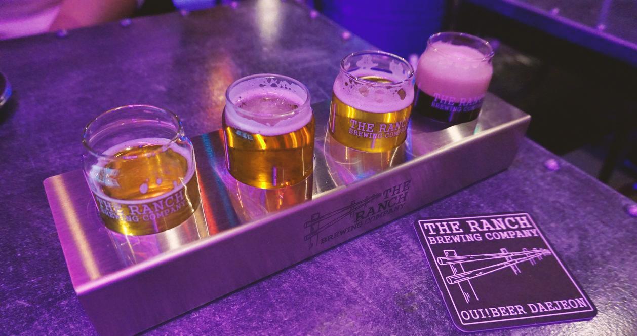 Bộ sampler beer 4 loại của The Ranch Brewing Company được phục vụ tại Beer Duckhu x The Ranch Brewing, Seoul.