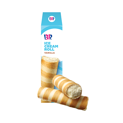 バニラアイスクリームロールが美しく並べられたサーティワンの人気商品